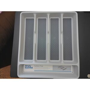 Simply Essential Cutlery Tray Kitchen OS Gray 5-Compartment Drawer Organizer NWT